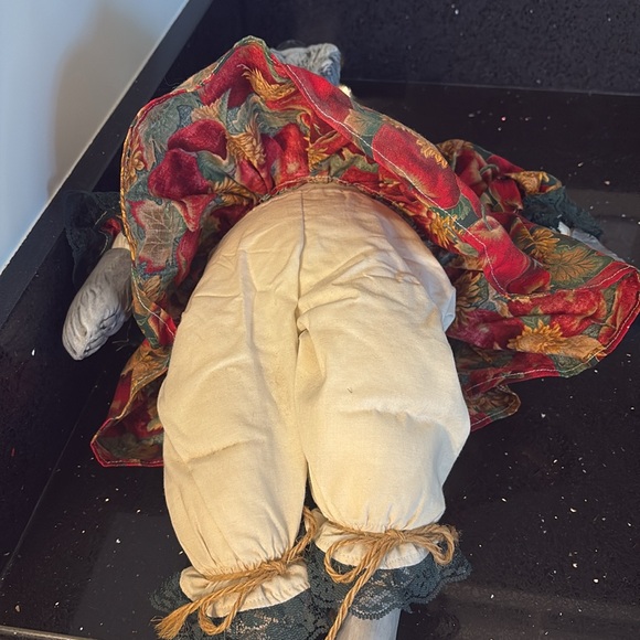 Adorable Porcelain & Stuffed Schnauzer Doll Animal Fall Christmas Collectible - Picture 11 of 12